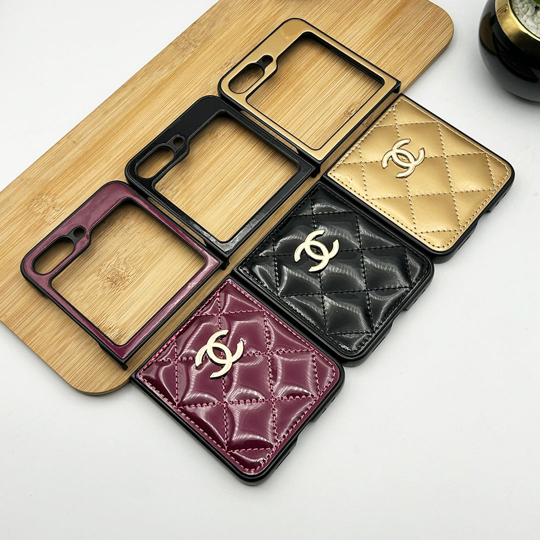 Samsung Galaxy Z Flip 5 Luxury Brand Puff Stitch Leather Case Cover