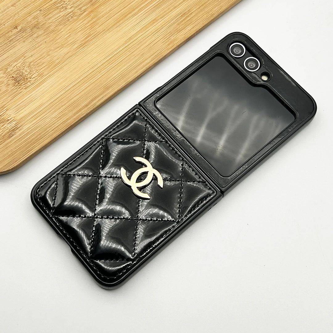 Samsung Galaxy Z Flip 5 Luxury Brand Puff Stitch Leather Case Cover