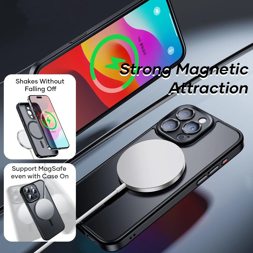 iPhone Translucent Matte Finish Camera Lens Protection Magnetic Magsafe Case Cover