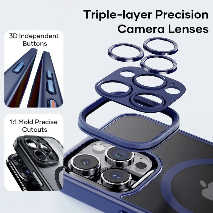 iPhone Translucent Matte Finish Camera Lens Protection Magnetic Magsafe Case Cover