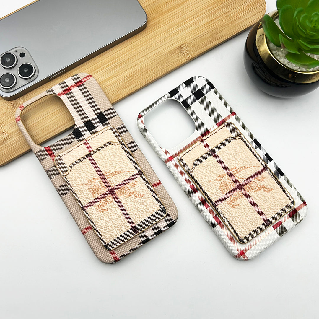 iPhone Luxury Plaid Pattern Pu Leather Card Holder Case cover