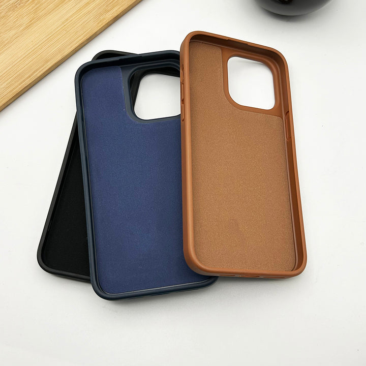 iPhone 15 Series Chex Leather Card Holder Wallet Case Cover