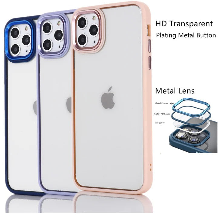 iPhone 15 Series HD Clear Hybrid Case With Metal Lens Protection