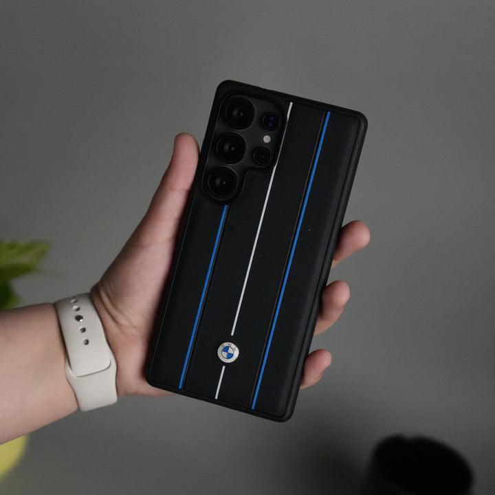 Galaxy S25 Ultra BMW Blue White Line Design Case Cover