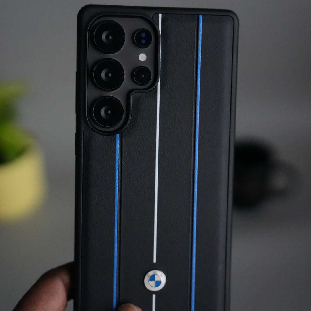 Galaxy S25 Ultra BMW Blue White Line Design Case Cover