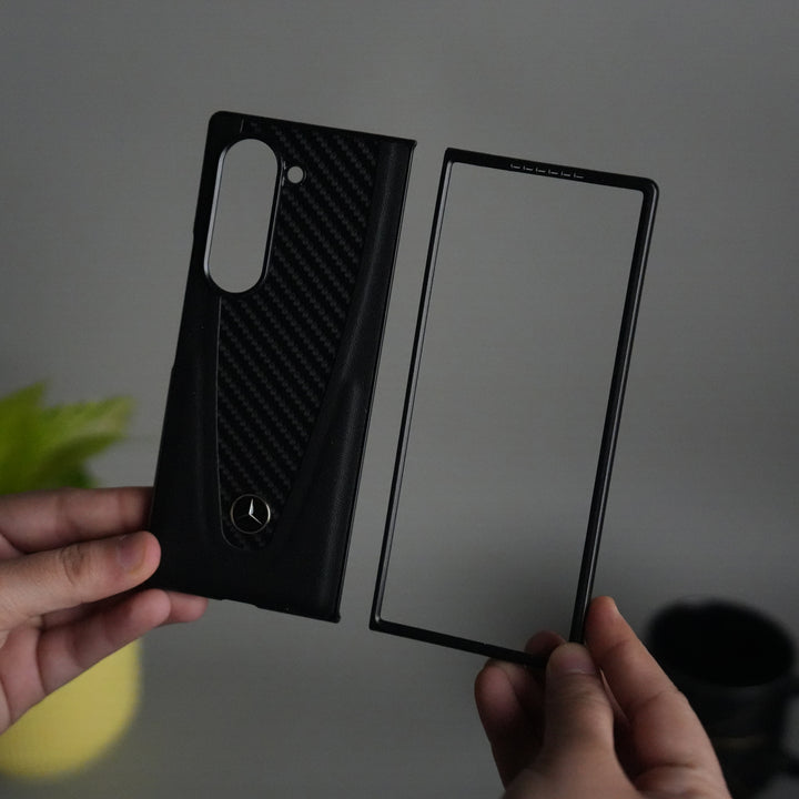 Galaxy Z fold 6 Merc Carbon Pattern PU Leather Case Cover