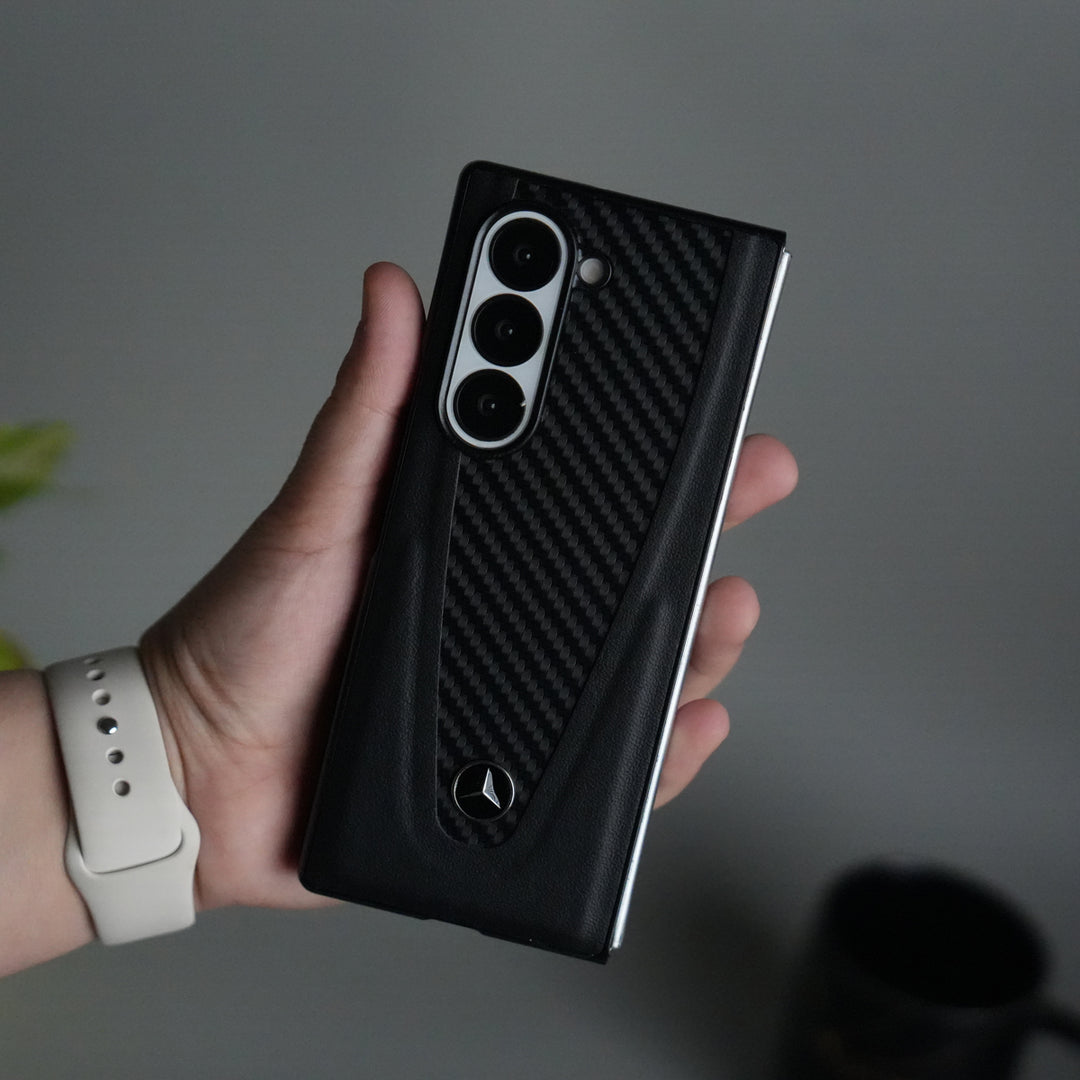 Galaxy Z fold 6 Merc Carbon Pattern PU Leather Case Cover