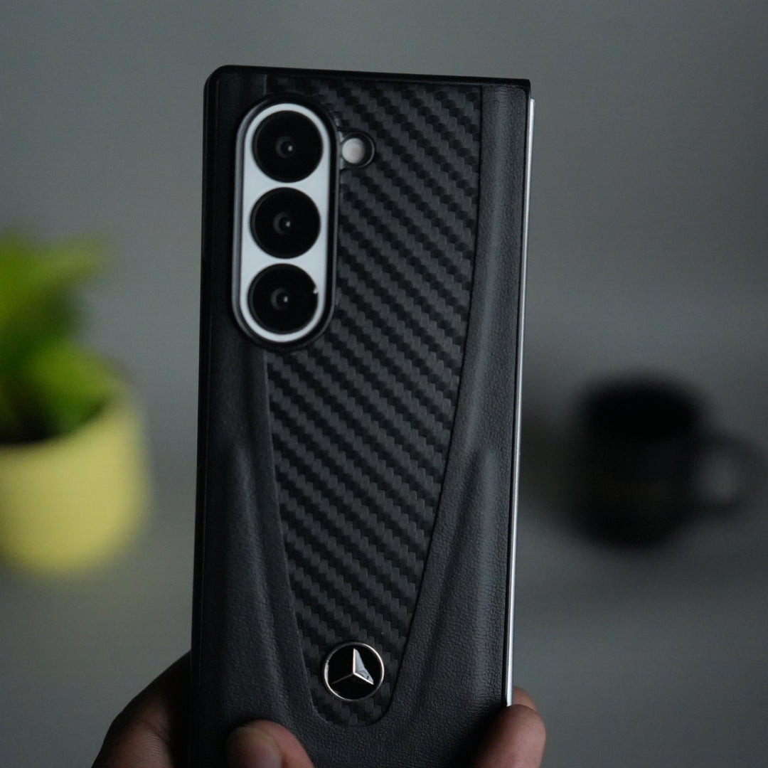 Galaxy Z fold 6 Merc Carbon Pattern PU Leather Case Cover