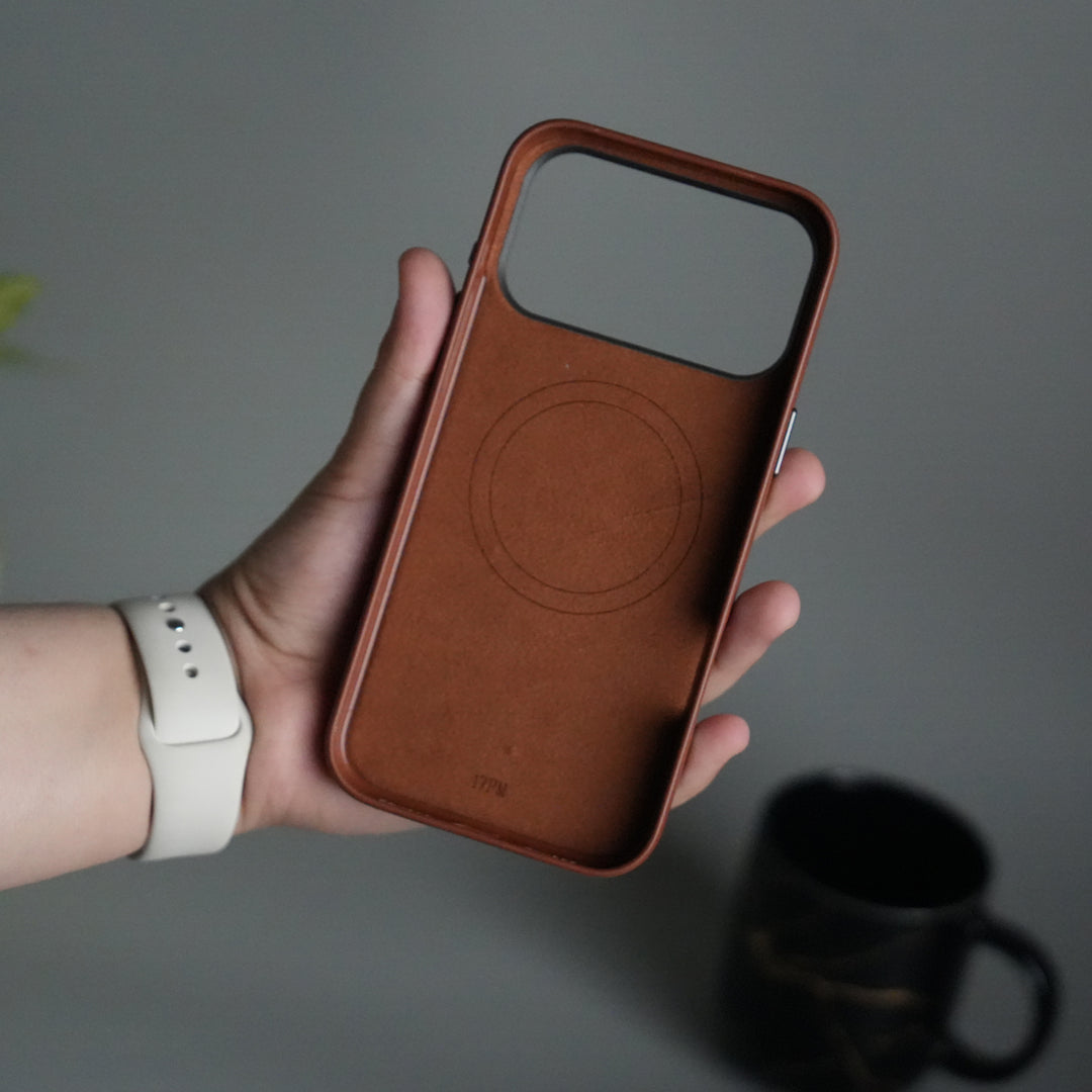 iPhone 17 Pro PU Leather Case with Metal Camera Frame & 360° Rotating Metal Stand