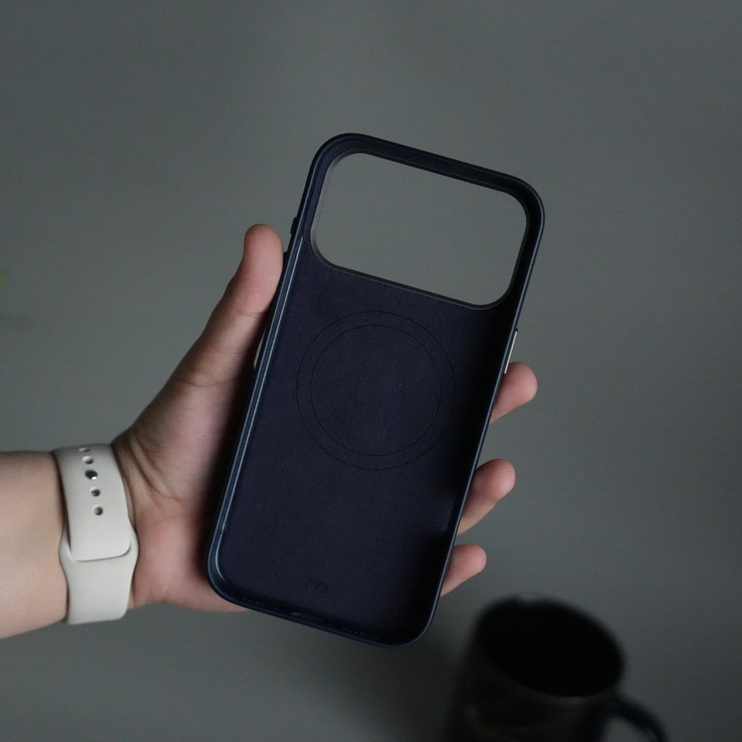 iPhone 17 Pro PU Leather Case with Metal Camera Frame & 360° Rotating Metal Stand