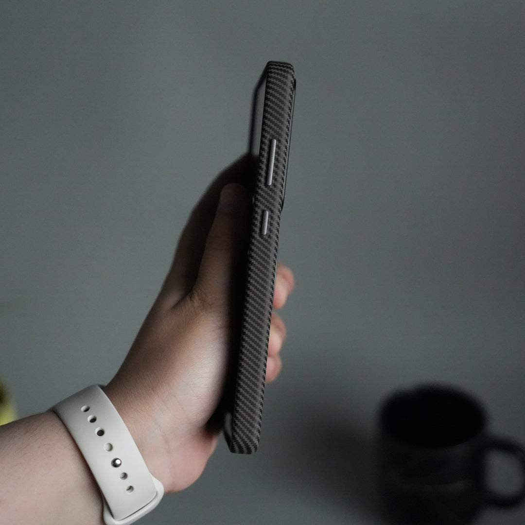 Galaxy S25 Ultra Carbon Fiber Texture Case with Metal Camera Frame & Rotating Ring Stand