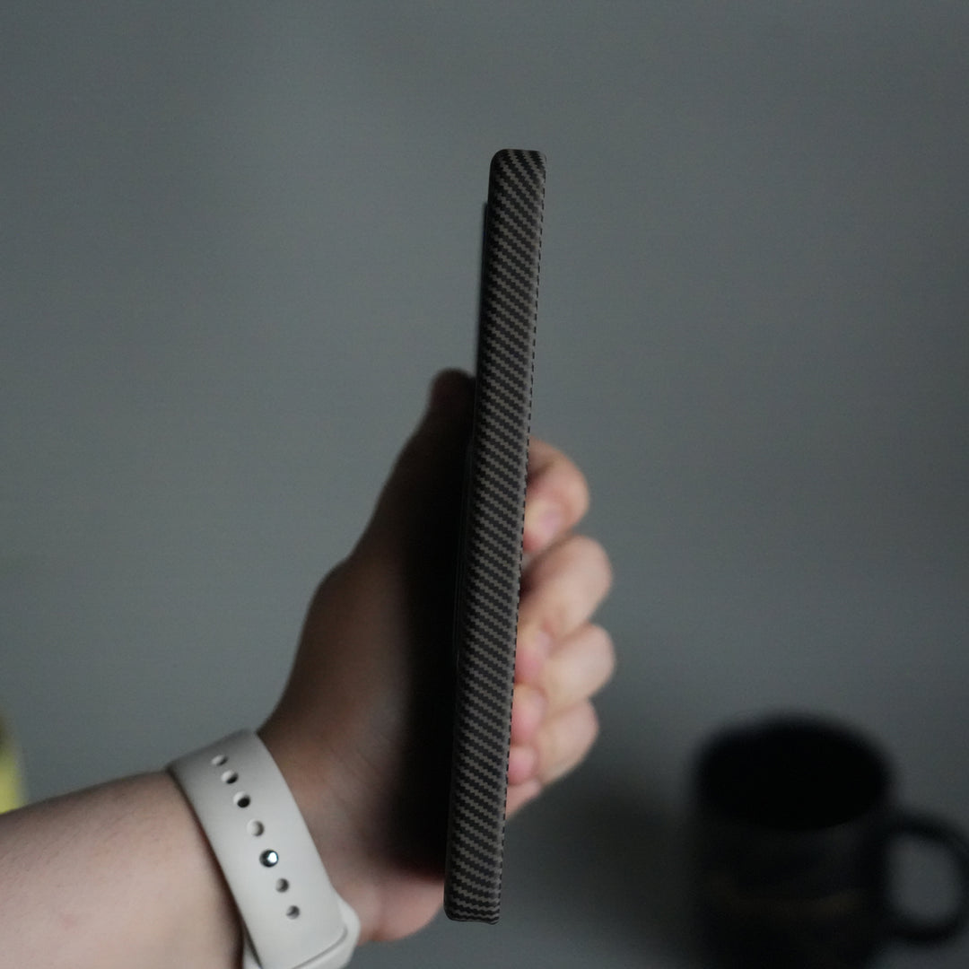 Galaxy S25 Ultra Carbon Fiber Texture Case with Metal Camera Frame & Rotating Ring Stand