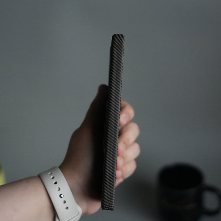 Galaxy S25 Ultra Carbon Fiber Texture Case with Metal Camera Frame & Rotating Ring Stand