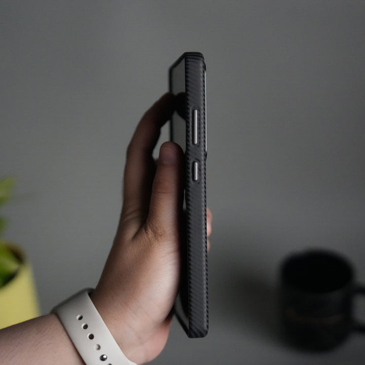 Galaxy S25 Ultra Carbon Fiber Texture Case with Metal Camera Frame & Rotating Ring Stand