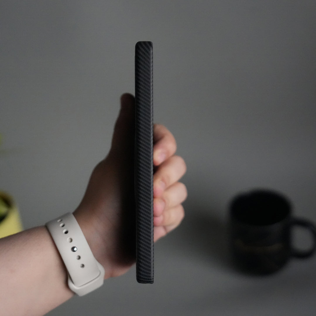 Galaxy S25 Ultra Carbon Fiber Texture Case with Metal Camera Frame & Rotating Ring Stand