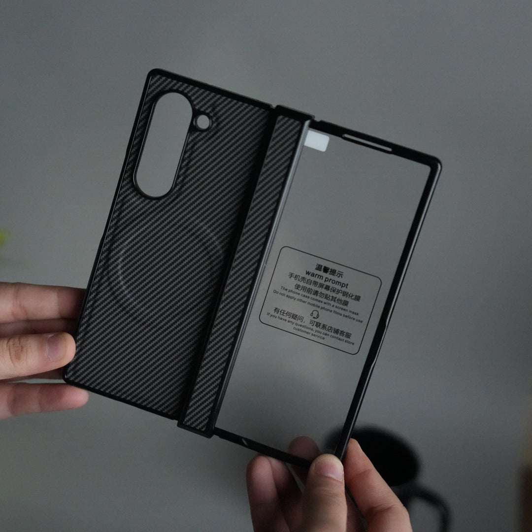 Galaxy Z Fold 6 Carbon Design MagSafe Cover | Hinge Protection | Front Glass Case