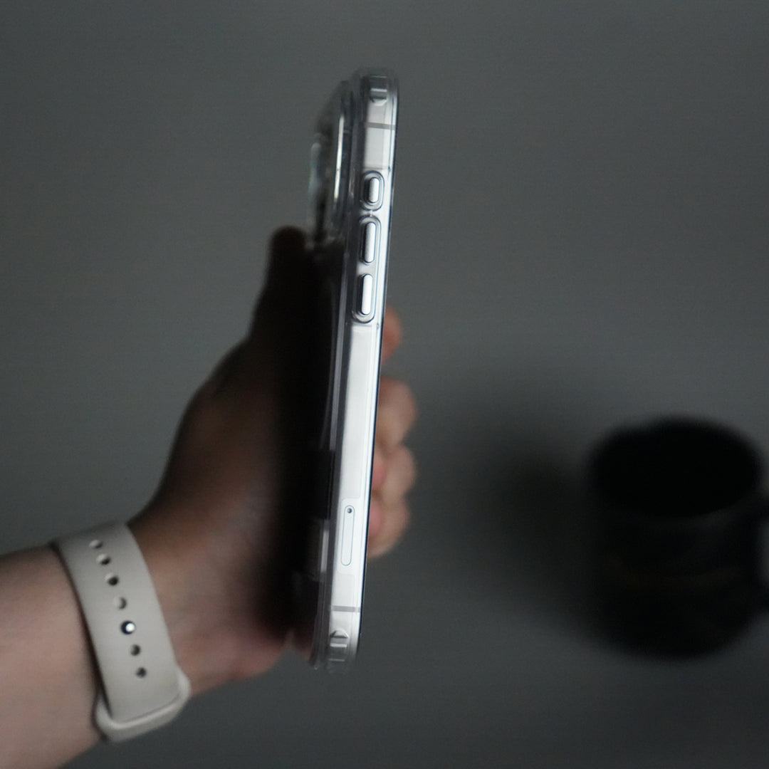 iPhone 17 Series Transparent Bottom Metal Stand MagSafe Supported Case Cover