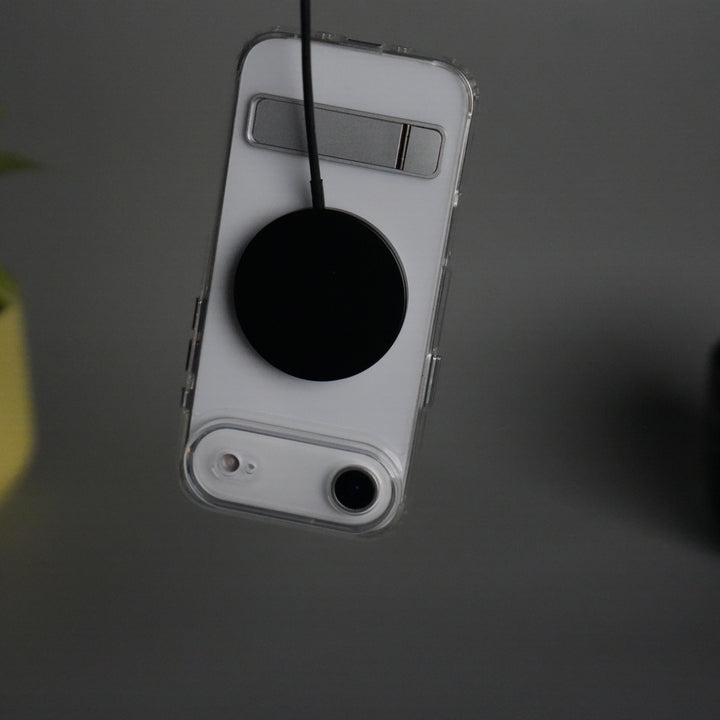 iPhone 17 Series Transparent Bottom Metal Stand MagSafe Supported Case Cover