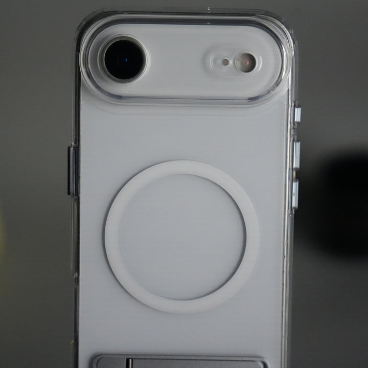 iPhone 17 Series Transparent Bottom Metal Stand MagSafe Supported Case Cover