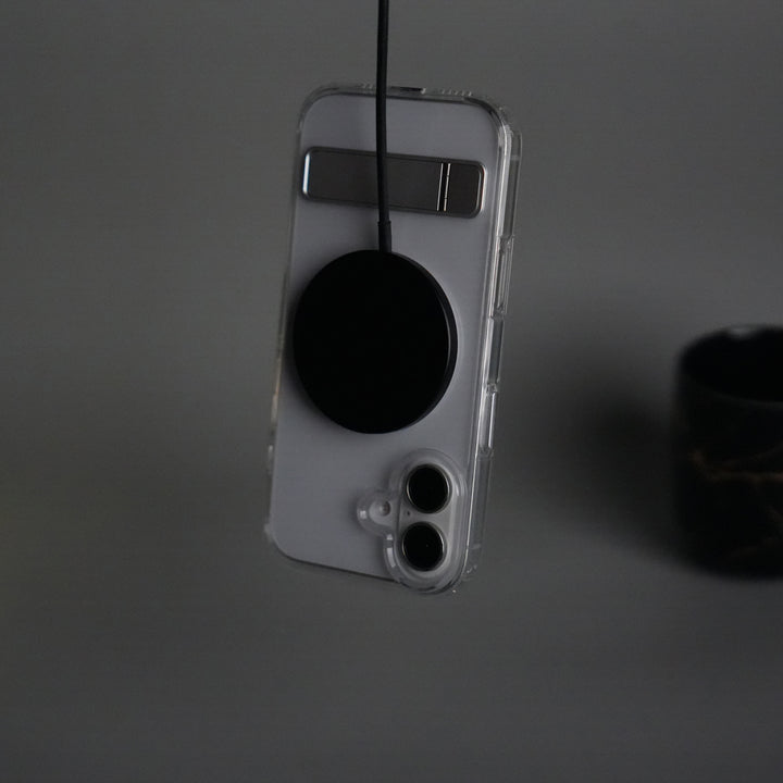 iPhone 17 Series Transparent Bottom Metal Stand MagSafe Supported Case Cover