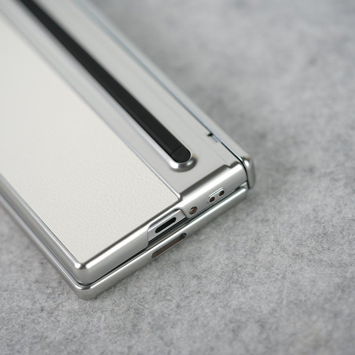 Samsung Galaxy Z Fold 7 Leather Plating front Glass Protection Hinge Case Folding Cover