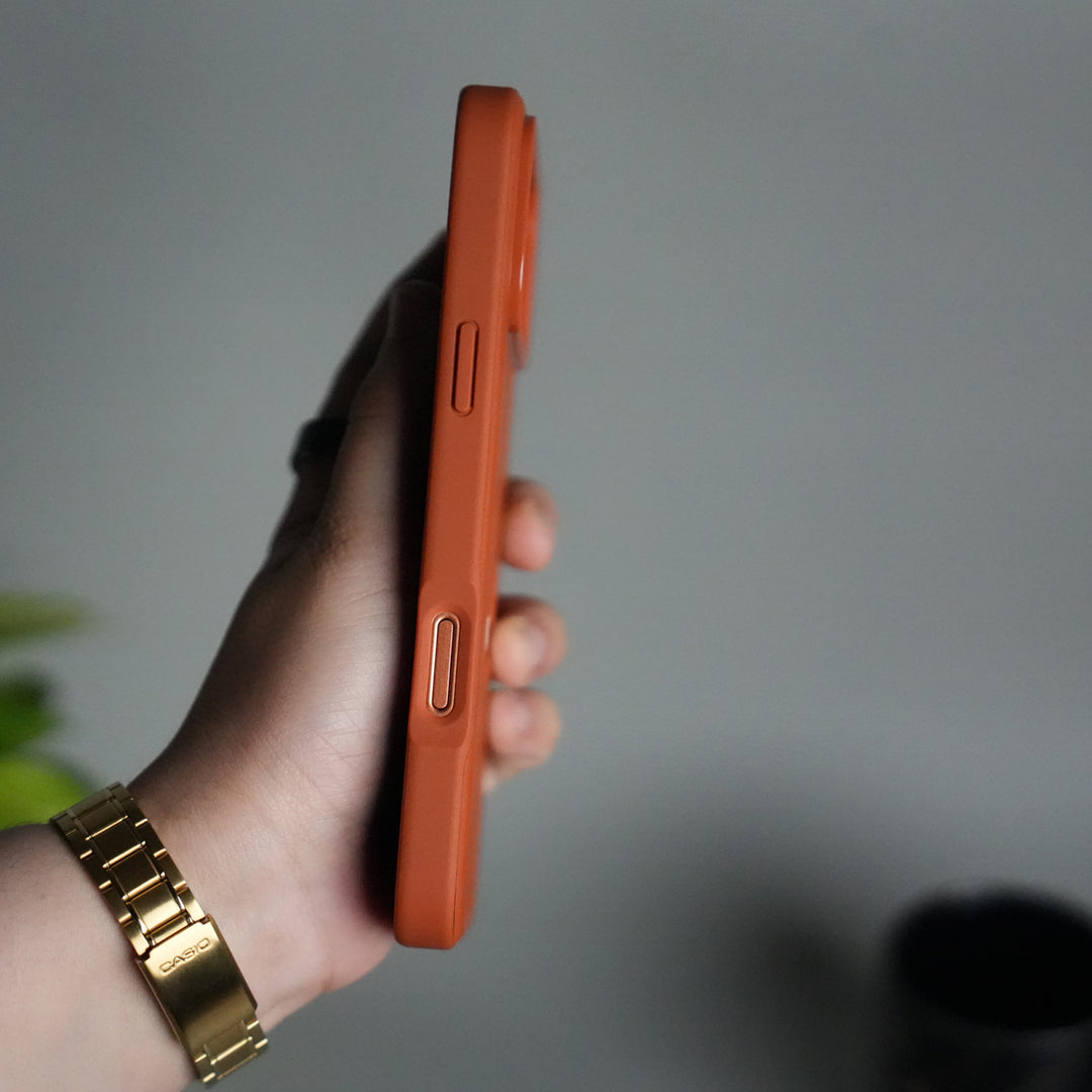 iPhone 17 Pro PU Leather Logo Cut Plain Case Premium Finish Cover