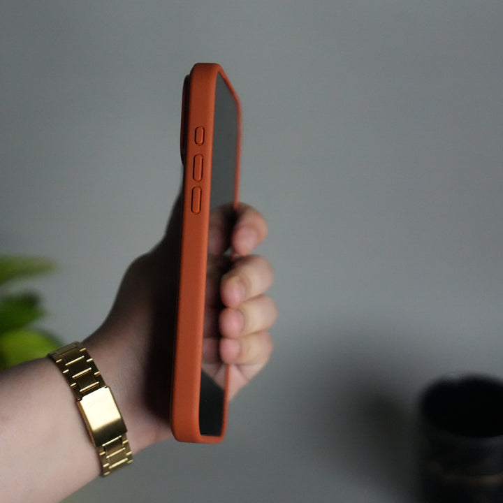 iPhone 17 Pro PU Leather Logo Cut Plain Case Premium Finish Cover