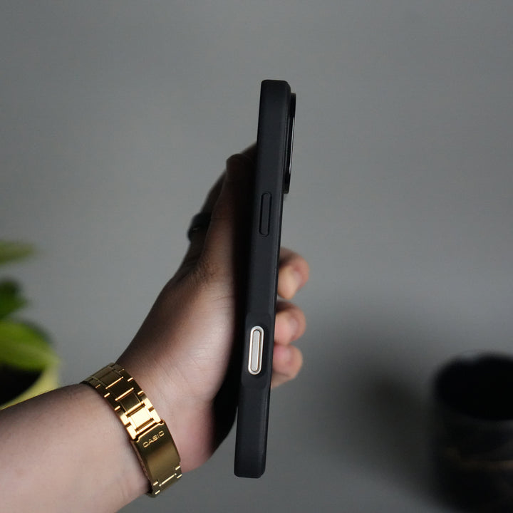 iPhone 17 Pro PU Leather Logo Cut Plain Case Premium Finish Cover