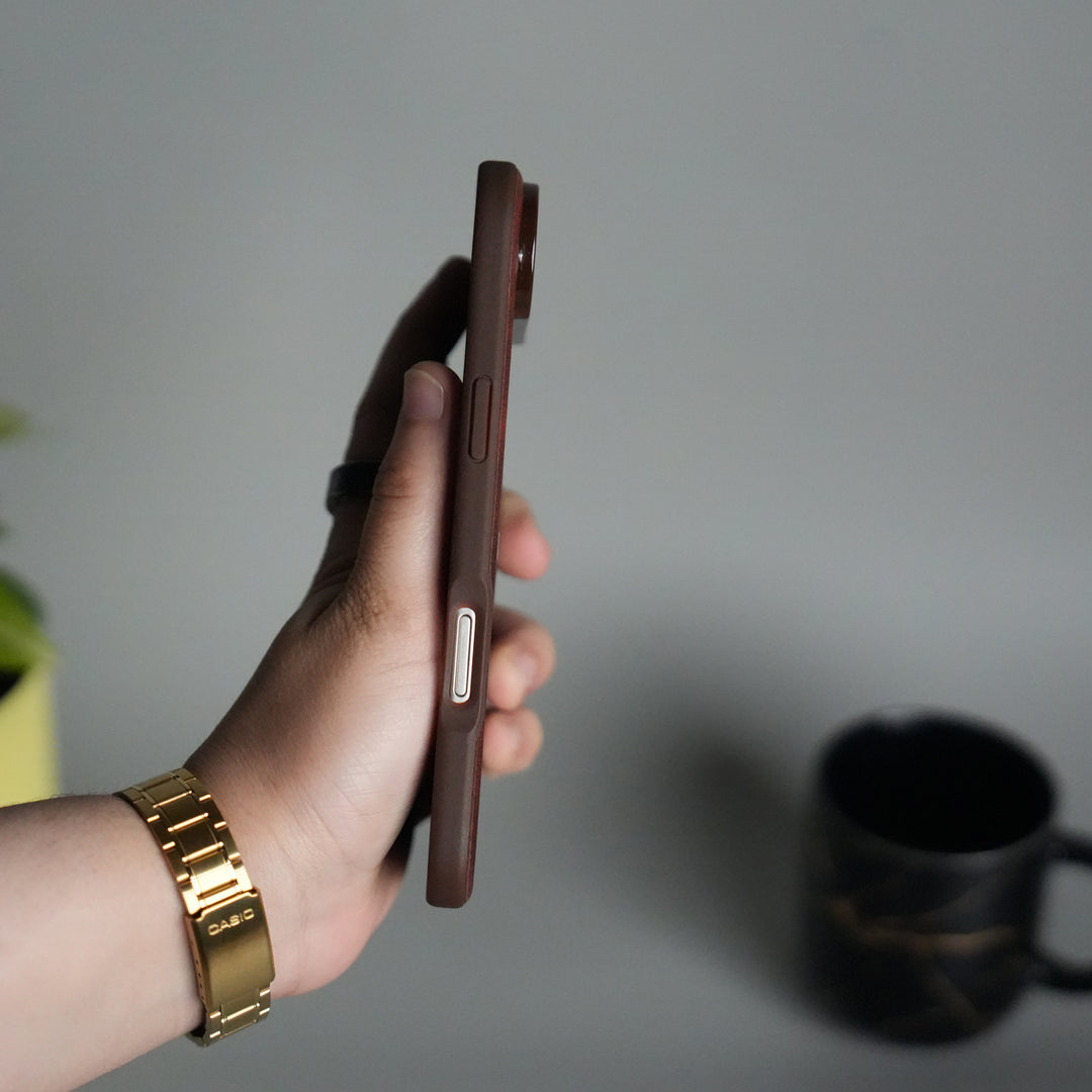 iPhone 17 Air PU Leather Logo Cut Plain Case Premium Finish Cover