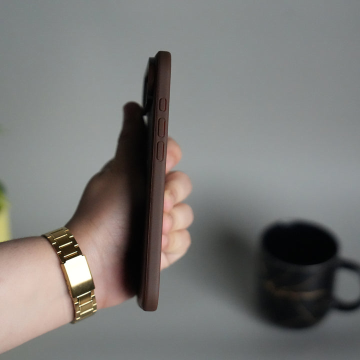 iPhone 17 Air PU Leather Logo Cut Plain Case Premium Finish Cover