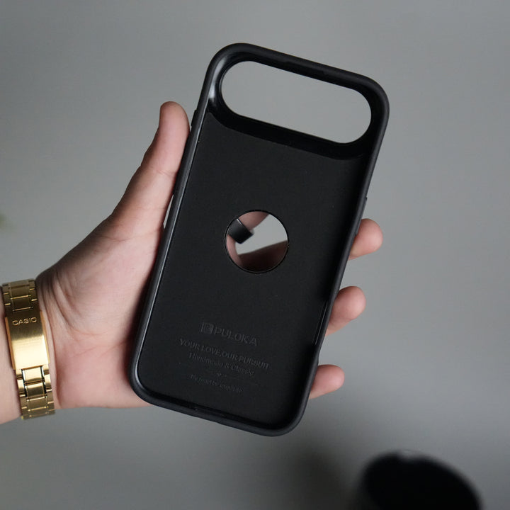 iPhone 17 Air PU Leather Logo Cut Plain Case Premium Finish Cover