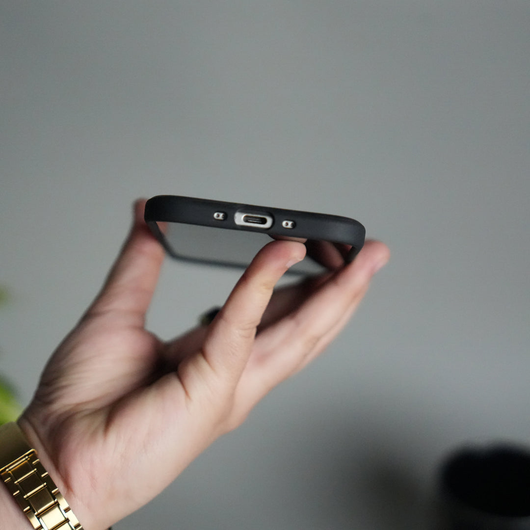 iPhone 17 Air PU Leather Logo Cut Plain Case Premium Finish Cover