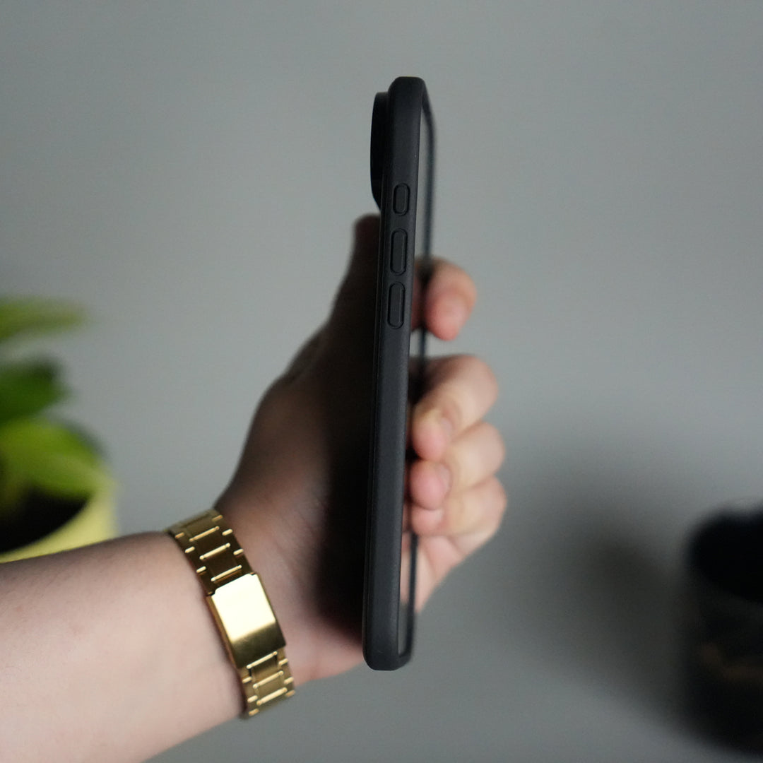 iPhone 17 Air PU Leather Logo Cut Plain Case Premium Finish Cover