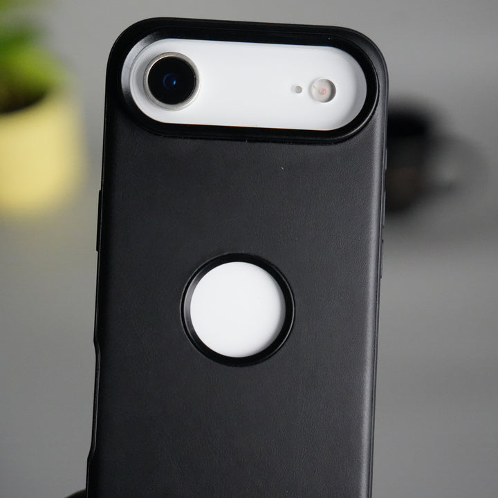 iPhone 17 Air PU Leather Logo Cut Plain Case Premium Finish Cover