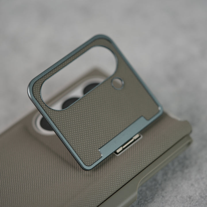 Samsung Galaxy Z Fold 6 Premium Leather Textured Flip Case with Metal Kick Stand Cover