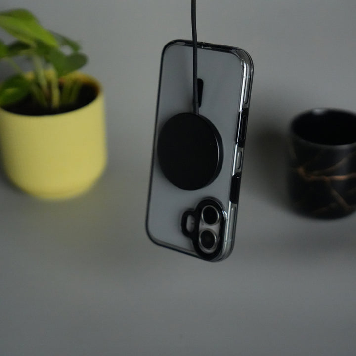 iPhone 17 Transparent MagSafe Case with Metal Camera Frame | Crystal Clear Back Cover (BLACK)