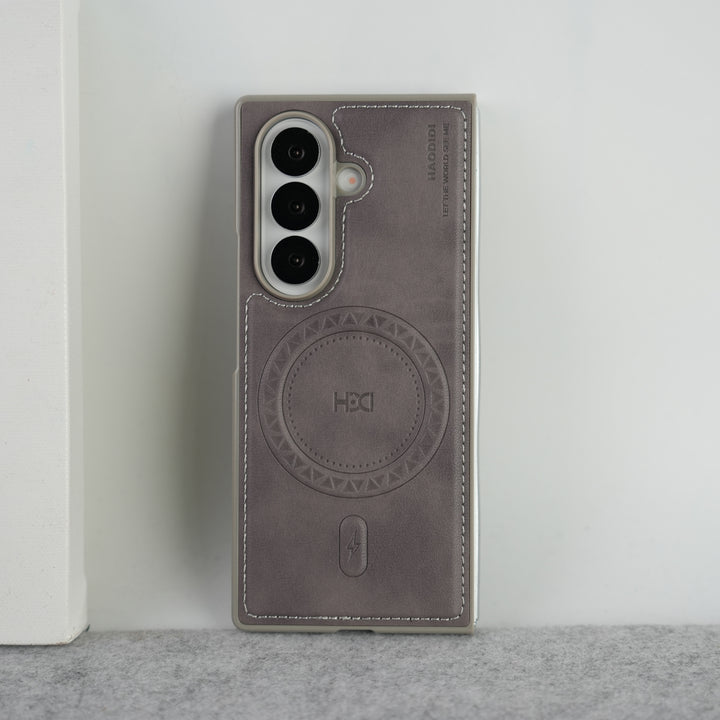 Stitch PU Leather Magnetic Charging Ring Cover For Galax Z fold 7