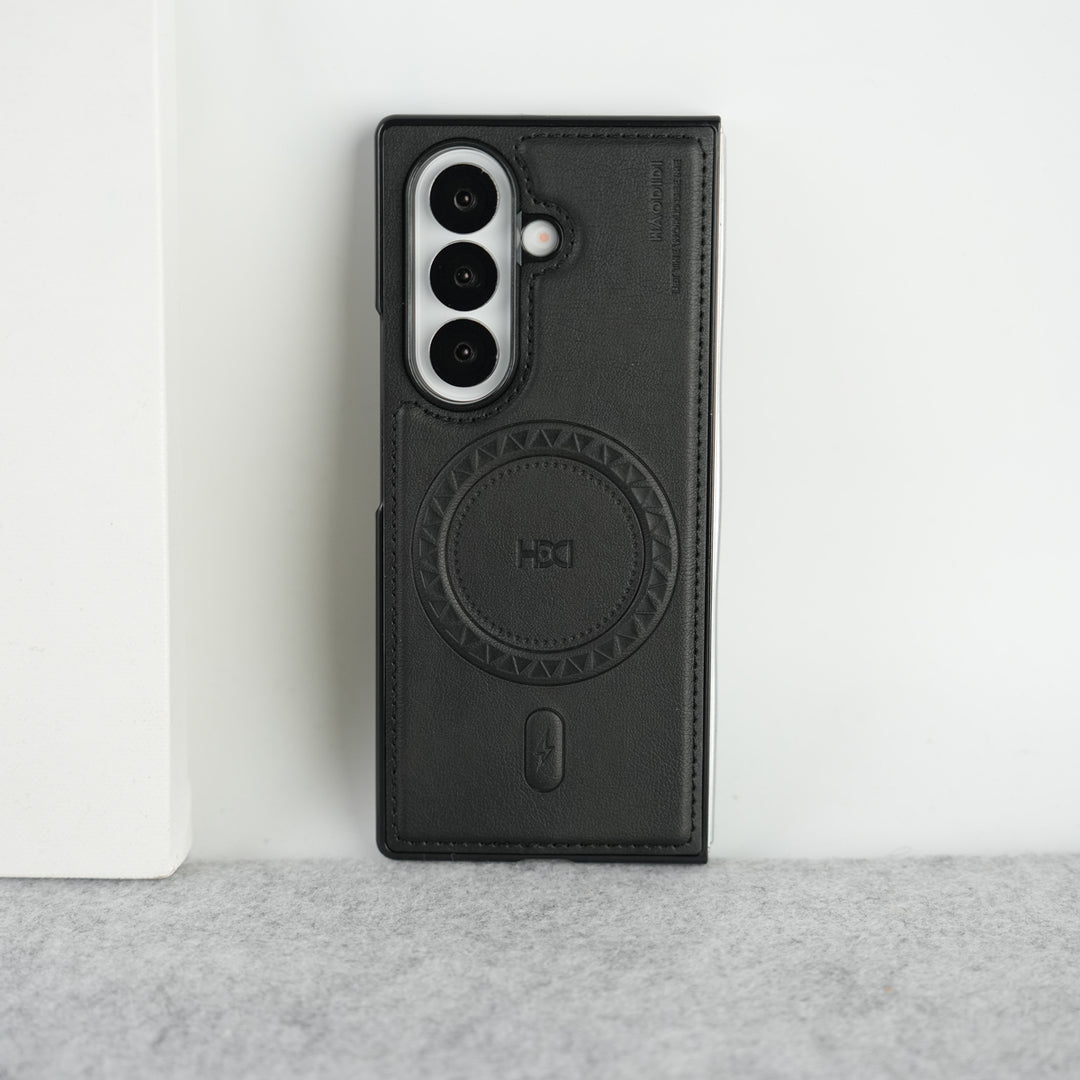 Stitch PU Leather Magnetic Charging Ring Cover For Galax Z fold 7