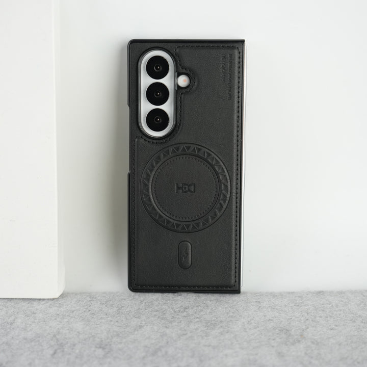 Stitch PU Leather Magnetic Charging Ring Cover For Galax Z fold 7