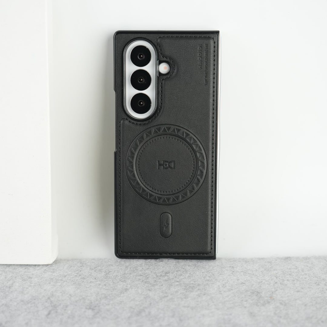 Stitch PU Leather Magnetic Charging Ring Cover For Galax Z fold 7