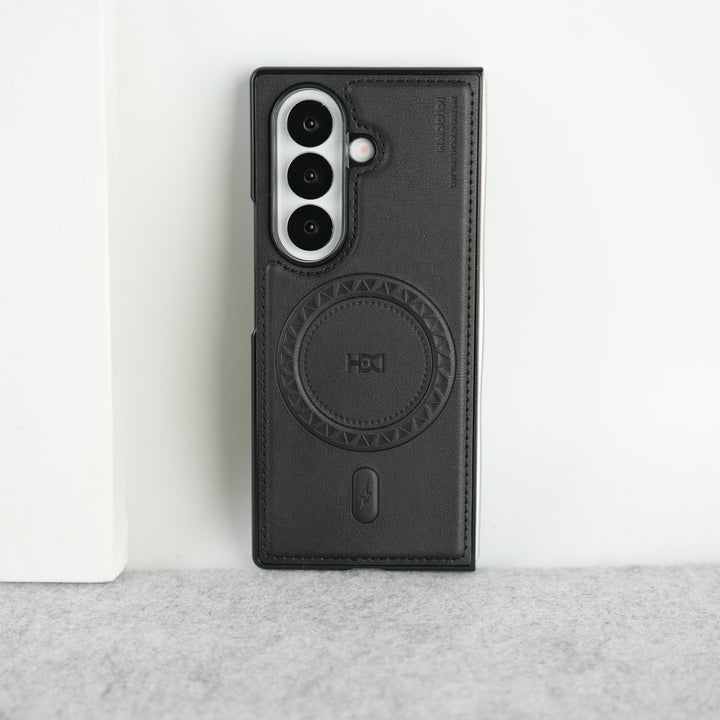 Stitch PU Leather Magnetic Charging Ring Cover For Galax Z fold 7