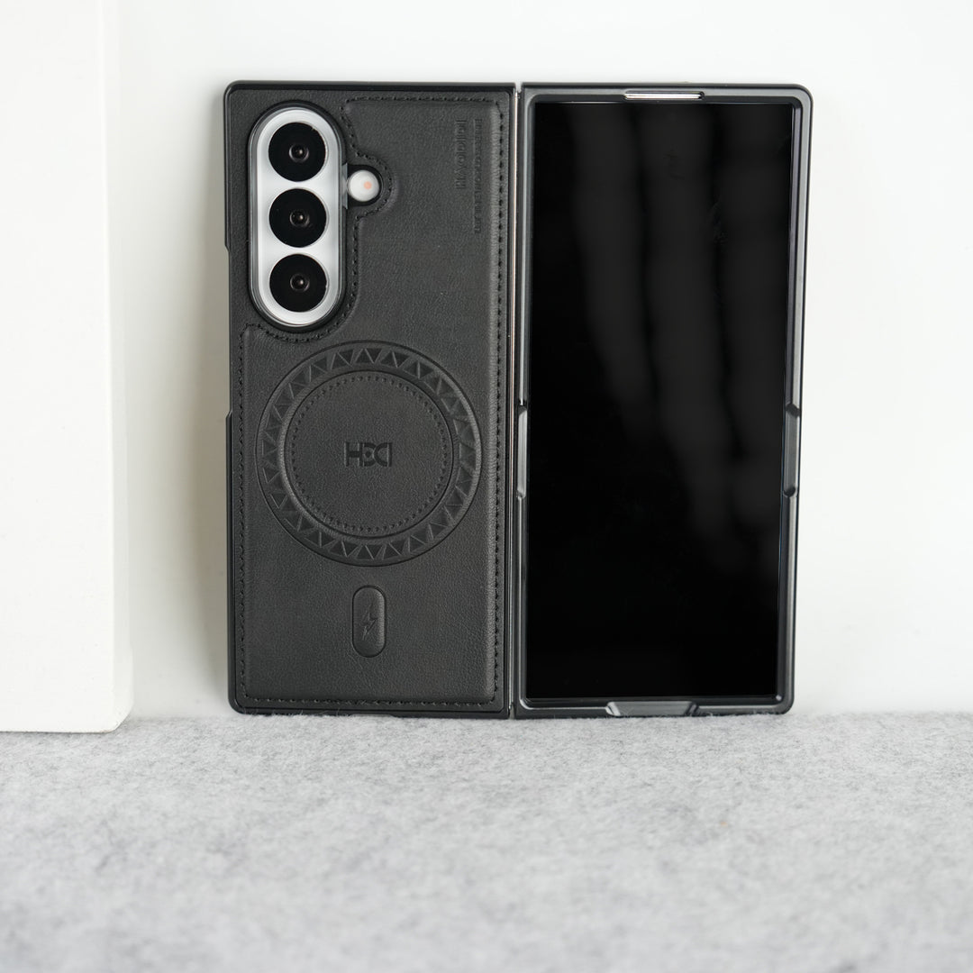 Stitch PU Leather Magnetic Charging Ring Cover For Galax Z fold 7