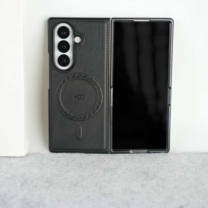 Stitch PU Leather Magnetic Charging Ring Cover For Galax Z fold 7