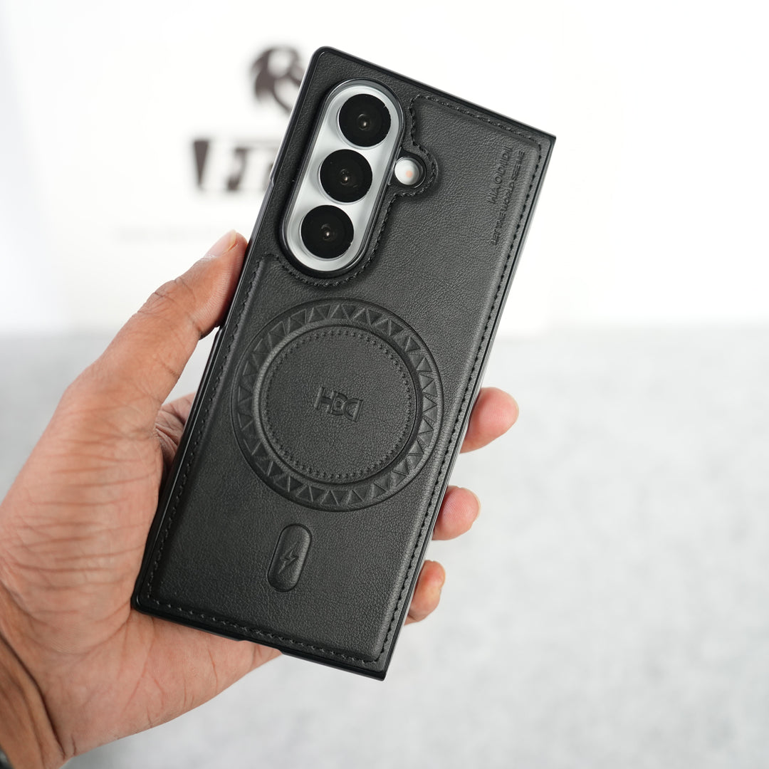 Stitch PU Leather Magnetic Charging Ring Cover For Galax Z fold 7