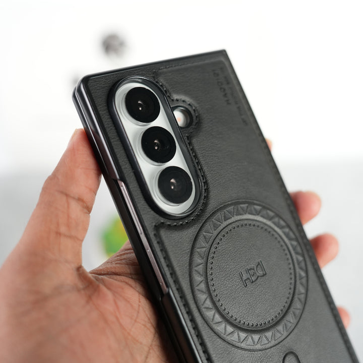 Stitch PU Leather Magnetic Charging Ring Cover For Galax Z fold 7