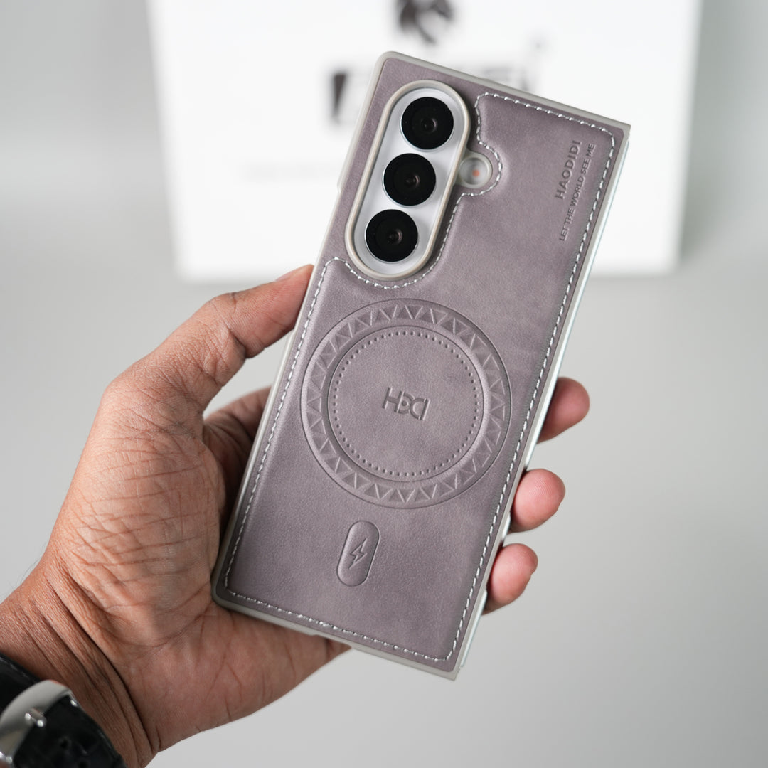 Stitch PU Leather Magnetic Charging Ring Cover For Galax Z fold 7