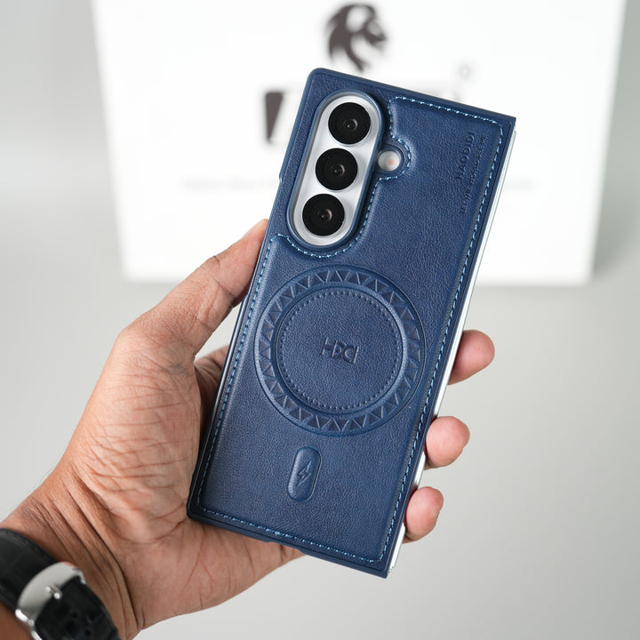 Stitch PU Leather Magnetic Charging Ring Cover For Galax Z fold 7