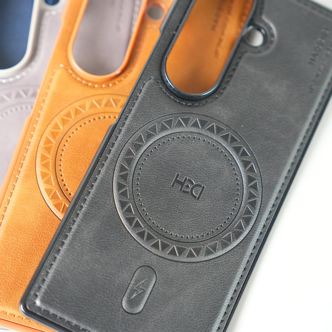 Stitch PU Leather Magnetic Charging Ring Cover For Galax Z fold 7