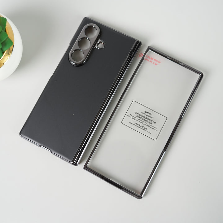 Galaxy Z Fold 7 Luxury Plating Hinge Phone Case Front Glass Protective Film Matte PC Cover