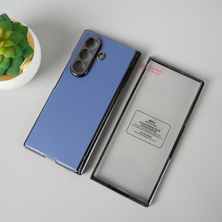 Galaxy Z Fold 7 Luxury Plating Hinge Phone Case Front Glass Protective Film Matte PC Cover